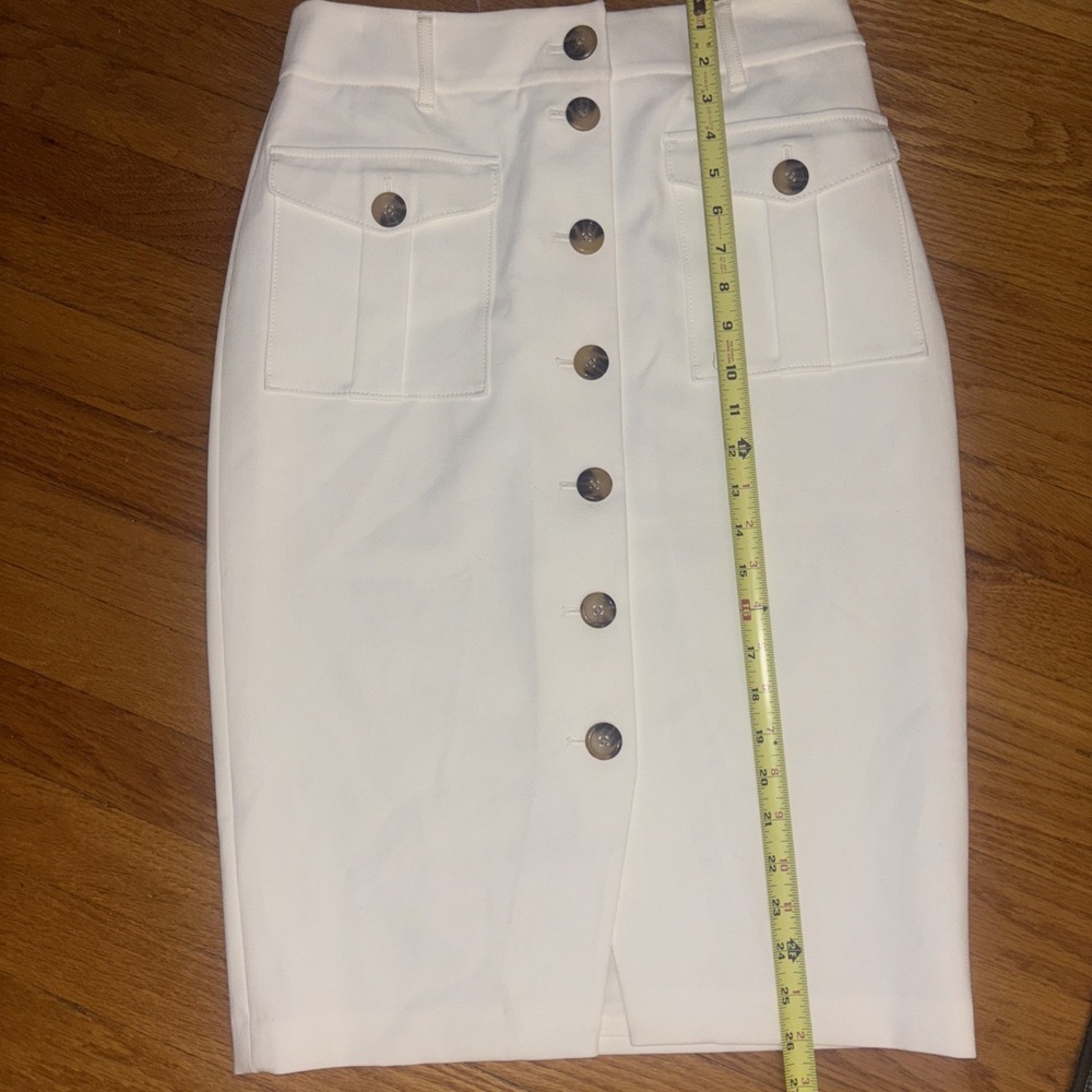 White House black market Size 6 white midi skirt Off White - Picture 5 of 8